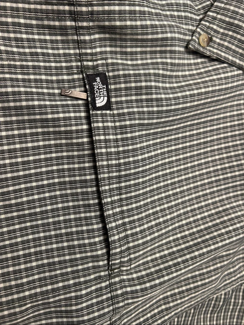 The North Face Men’s XL Green and White Plaid Button-Up Shirt
